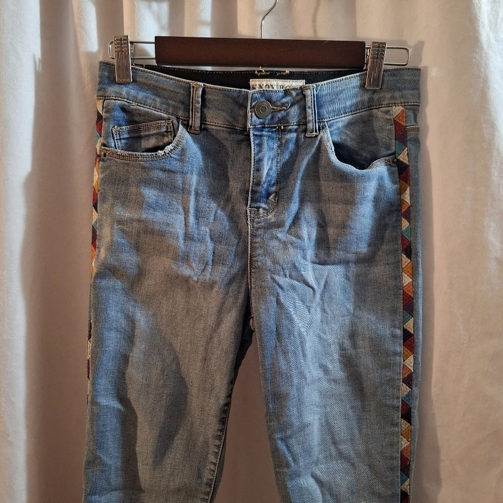 Knox Rose Light Blue Denim with Gold Stitching